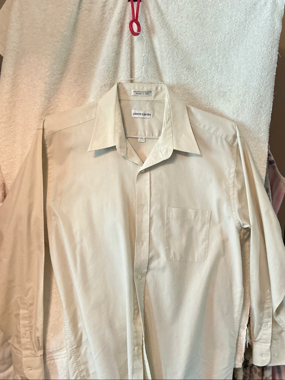 Pierre Cardin Men's Light Cream Long-Sleeve Dress Shirt